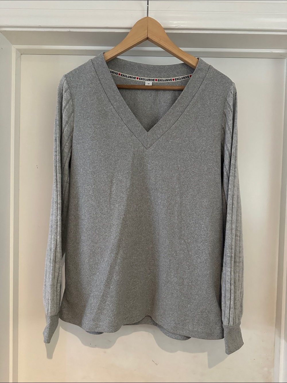V-Neck Grey Women's Sweater